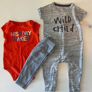 3pc Cat & Jack Bundle Onesie Jumpsuit Leggings
